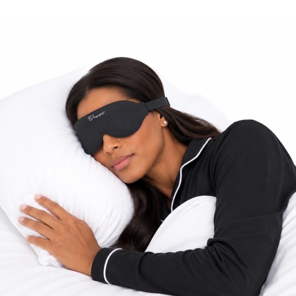 TheraICE Sleep Mask Black Adjustable Contoured Light Blocking Eye Mask  81-17‎